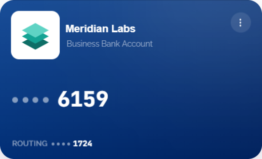 Meridian Labs business bank account ending 6159